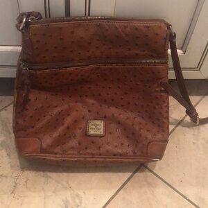 Dooney & Bourke Brown Messenger Bag with Leather Material and Gold Hardware